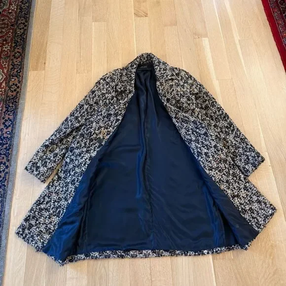 Zara Black and Brown Textured Coat - Picture 5 of 9